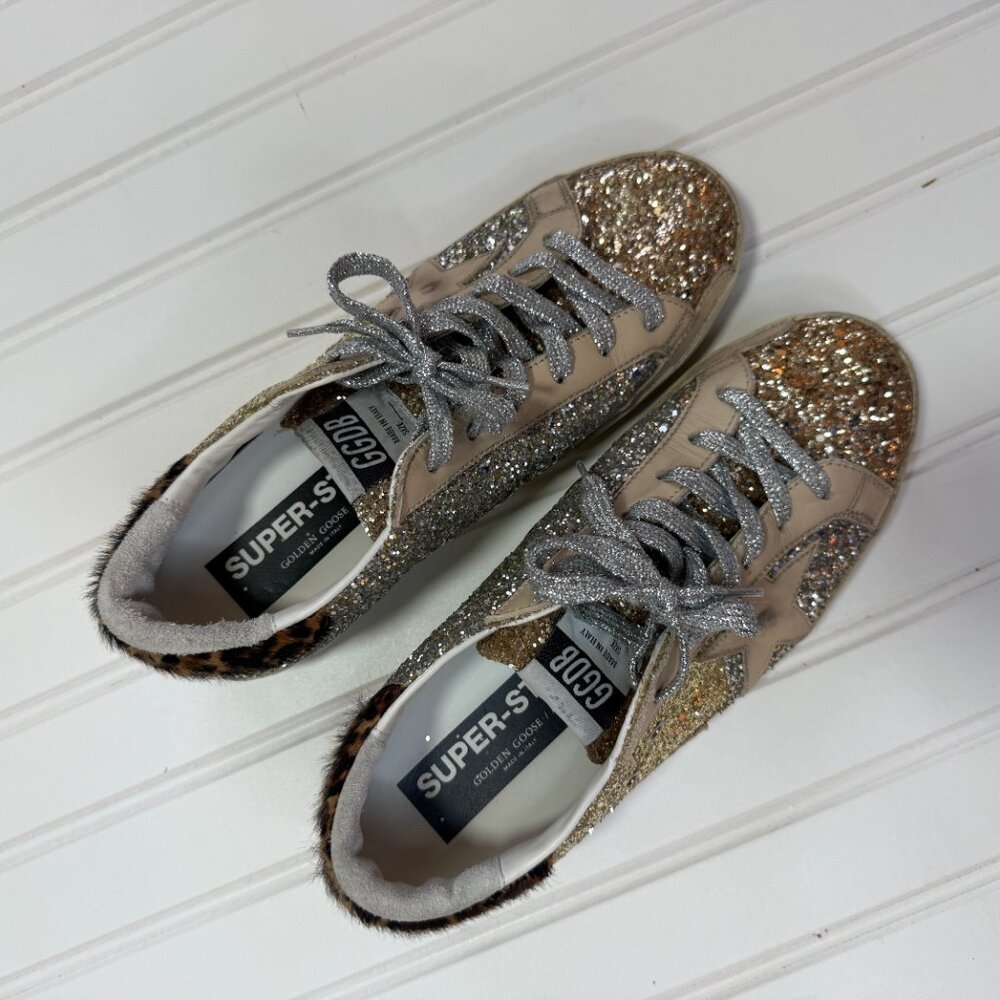Golden Goose Superstar Glitter Animal Leopard Print Sneakers  Size: 10 / 40 - Picture 10 of 13